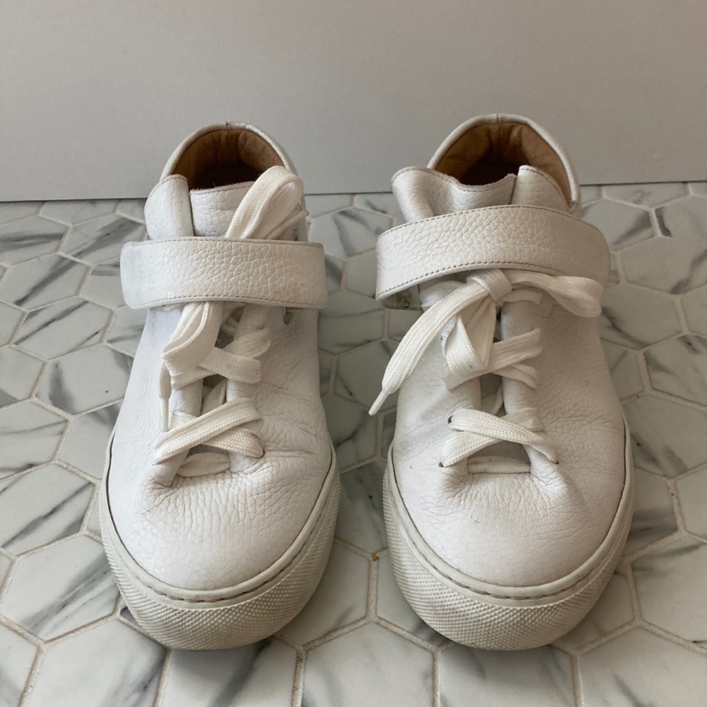 Solovière mid-top white leather lace-up sneakers size 37